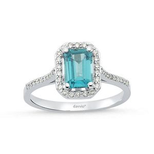 1.06 Karat Pırlanta ve Blue Topaz Taşlı Altın Yüzük